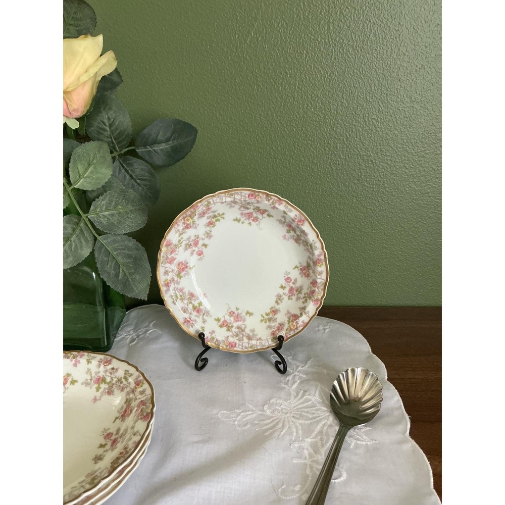 Haviland Limoges Trellis Fruit Bowls Set of 4 Pink Roses Gold Trim France